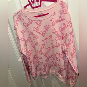 Barbie Logo Print Pink Women's Crew Neck Sweater